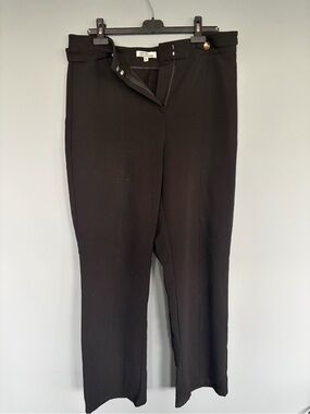 Linen Mix Black Straight-Leg Trousers